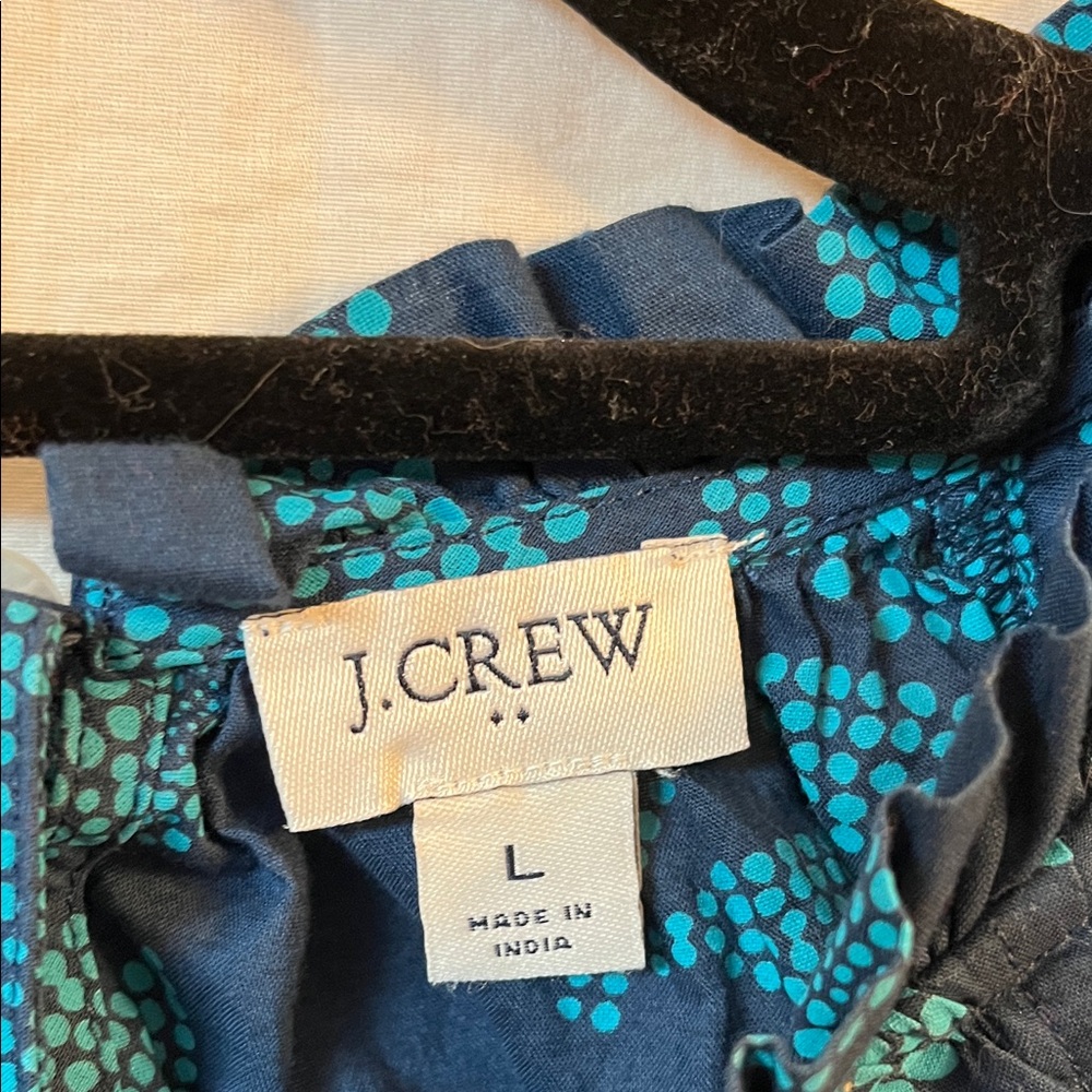 J Crew Blue and Green Patterned Blouse Size Large - Picture 2 of 7